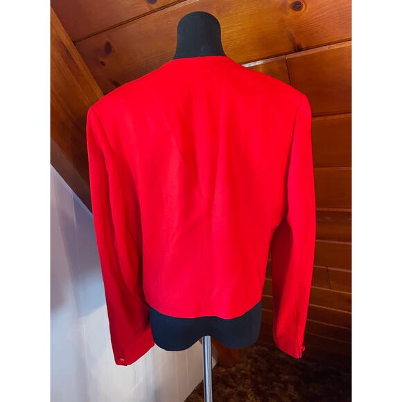 Vintage Pendleton Virgin Wool Bright Red Crop Blazer sz 14 - Picture 4 of 9